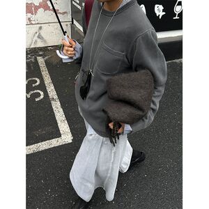 
Retro round neck pullover sweater for women autumn and winter 2024 new loose lazy style early winter long-sleeved washed sweater