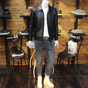
Retro soft leather clothes for men motorcycle jacket slim leather jacket men trendy handsome leather jacket men's jacket American leather jacket