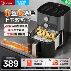 Midea Stainless Steel Air Fryer with No Coating, Large Capacity, Dual Heat Source, Visible Electric Oven, 2026 New Model