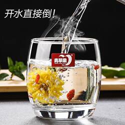 Green Apple Lead-Free Thickened Glass Cup for Home Use, Heat-Resistant Chinese-Style Health Tea Cup, Finger Cup, Single Piece