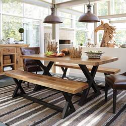 Simple solid wood dining table, home wrought iron dining table and chairs, restaurant cafe bench, hotel long square table