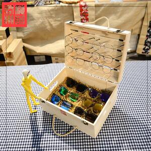 
Junchi Fashion Products Red Wine Box Creative Props Optician Store Display Rack Storage Box Fast Fashion Props Wooden Shelf