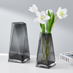 Light luxury geometric primary color vase ornaments glass transparent water-raised flowers roses and lilies living room x dining table decoration inserts