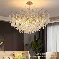 High-end crystal lamp branch-shaped new French living room lamp American branch Italian light luxury bedroom living room crystal chandelier