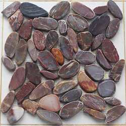 Natural rain flower cobblestone sliced ​​mesh bar table red stone mat floor paving wall mosaic