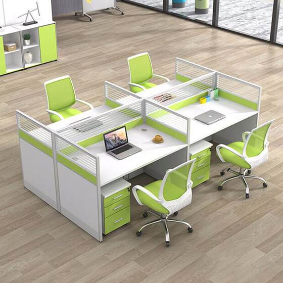 
Office screen desk staff table computer desk combination simple staff booth office furniture 4 people
