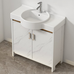 Small-Sized Floor-Standing Washbasin with Space Aluminum Cabinet Combination for Balcony Bathroom, Ceramic Washbasin