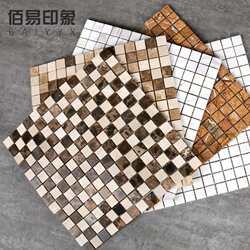 Baiyi impression European modern golden deep brown mosaic tiles natural marble swimming pool tiles non-slip floor tiles