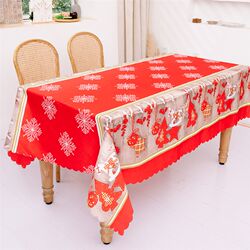 Creative new printed tablecloth Christmas decorations table flag Christmas desktop table decoration old man tree snowflake