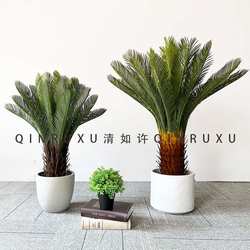 Simulated iron tree potted cycad tree interior decoration artificial plant hotel shopping mall green plant ornaments simulated tree