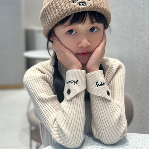 2025 New Medium and Large Children and Girls Sweaters Autumn and Winter Half Turtleneck Sweater Tops Pullover Bottoming Shirts Western Style