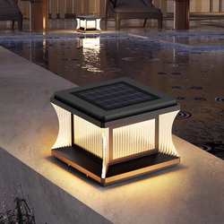 Modern minimalist solar pillar lamp villa gate pillar lamp courtyard yard stainless steel waterproof wall lamp