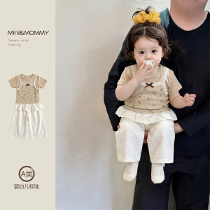 
Baby girl suit, summer baby clothes, summer clothes, new short-sleeved trousers, split two-piece set, children's clothing, summer thin style, trendy