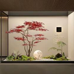 Artificial Red Maple Tree Large Decorative Maple Leaf Landscaping Display Window Floor-Standing Zen-Style Indoor and Outdoor Fake Tree Maple