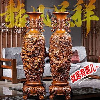 
Floor-standing vase, dragon and phoenix auspicious ornaments, a pair of Chinese-style A home living room foyer decorations, housewarming gifts for new homes