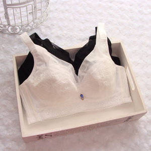 
New large size pure white and black thin bra, girl's sponge-free G, no rims, big breasts, small bra, C cup bag