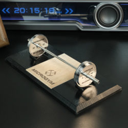 Stainless Steel Barbell Desktop Ornament, Fitness Gift for Boys and Girls, Miniature Fitness Model