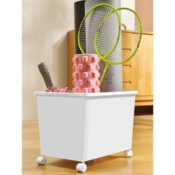 Fitness equipment yoga mat storage basket with wheels sports goods storage rack badminton racket tool storage basket