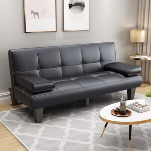 
Leather sofa bed small apartment living room o dual-purpose lazy sofa simple foldable multi-functional office furniture for rent