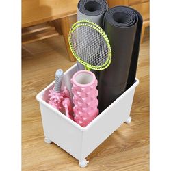 Fitness equipment yoga mat storage basket with wheels sports goods storage rack badminton racket tool storage basket