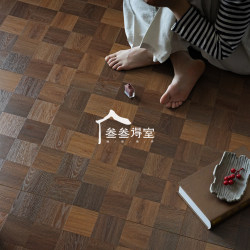 French Checkerboard Parquet Laminate Flooring, Retro Home-Use, Mid-Century Style Art Parquet Flooring, Wear-Resistant