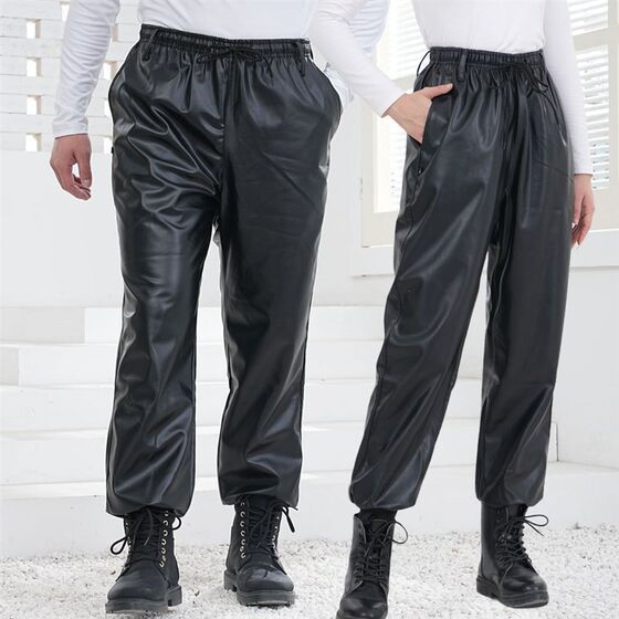 
Leather pants men's loose e waterproof and oil-proof single style work clothes labor protection work wear thickened riding windproof work pants