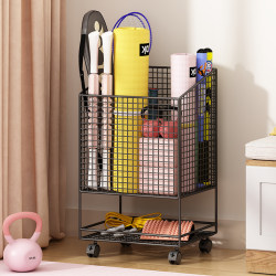 Yoga mat storage basket fitness equipment storage basket with wheels movable joints large capacity storage rack