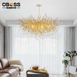 Living room and dining room French light luxury dining room chandeliers postmodern tree-shaped bedroom villa designer creative model light