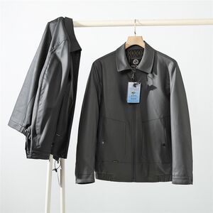 Customized ultra -fiber leather lapel leather coat men's autumn and winter new products simple windproof waterproof leather jacket men's casual jacket

