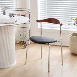 Nordic dining chair solid wood horn chair retro cafe backrest makeup home simple dining table and chair antique style chair