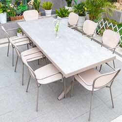 Outdoor tables and chairs, courtyard leisure round table, balcony, outdoor rainproof and sunproof slate table, coffee chair combination