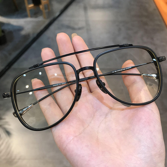 
Jane Danklo's trendy anti-blue light myopia glasses frame for men, retro double bridge, big face, widened glasses frame for women, discoloration