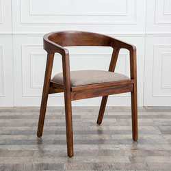 Nordic creative solid wood chair, office cafe backrest dining chair, original wooden bucket chair, simple presidential chair, office chair