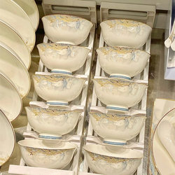 Jingdezhen Chinese-Style Light Luxury Bowl and Plate Set for Home Use 2026 New Model High-End Housewarming Beautiful Bowl and Plate Tableware Set