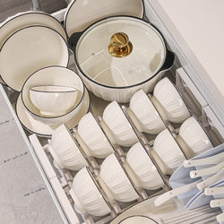 Pure White Ceramic Housewarming Bowl Set, Bowl and Plate Set, Household Tableware Set, Gift Single Rice Bowl