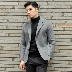 
Autumn and winter suit collar double-sided 100 wool coat men's wool coat short wool Korean cashmere trench coat