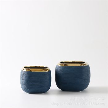 Creative hand-made brushed ceramic flower pot ornaments indoor balcony home gardening decoration succulent small flower pot
