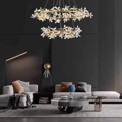 Modern simple light luxury crystal chandelier branch luxury living room dining room lamp bedroom villa art designer lamps