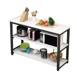 Kitchen small long table household multi-layer table movable vegetable cutting table double-layer wooden table simple rectangular multi-function table