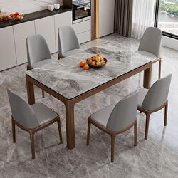 Slate dining table and chair combination modern simple small apartment rectangular dining table light luxury marble dining table