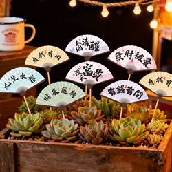 Night Market Stall Decoration Tool】Mini Succulent Fan Decoration with Card Insert to Enhance Stall Aesthetics and Boost Product Appeal