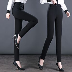 
Autumn and winter black petite pants for women new spring and autumn plus size women's pants high waist elastic middle-aged mother's pants thickened pencil pants