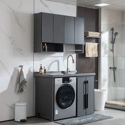 Space aluminum washing machine cabinet integrated balcony bathroom cabinet with washboard table custom basin cabinet combination laundry cabinet companion