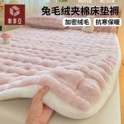 Sofia Winter Rabbit Fur Plush Thickened Mattress Cover for Student Dormitory Single Bed Coral Milk Velvet Base Soft Mattress