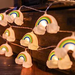 LED Creative White Cloud Smile Cloud Star Light String Children's Bedroom Tent Birthday Decoration Battery Cloud Hanging Light