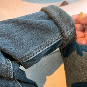 Pregnant women's pants for winter wear denim dad pants autumn and winter style 2023 new large size base casual pants for women
