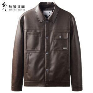 
[Padding to keep warm] Dances with Wolves Lapel Thick Leather Coat Men's 2025 Autumn and Winter New Business Casual Jacket