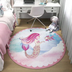Girls children's room cartoon butterfly flower princess round carpet bedroom bedside desk swivel chair tent hanging basket mat