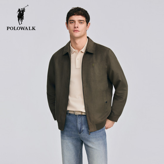 
POLOWALK men's lapel leather jacket 26 spring new Paul men's commuter all-match casual zipper jacket