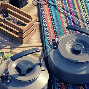 
Kettle climbing 6 sets hanging barbecue pot travel tea set teapot coffee pot outdoor pot portable 1L meal camping camping